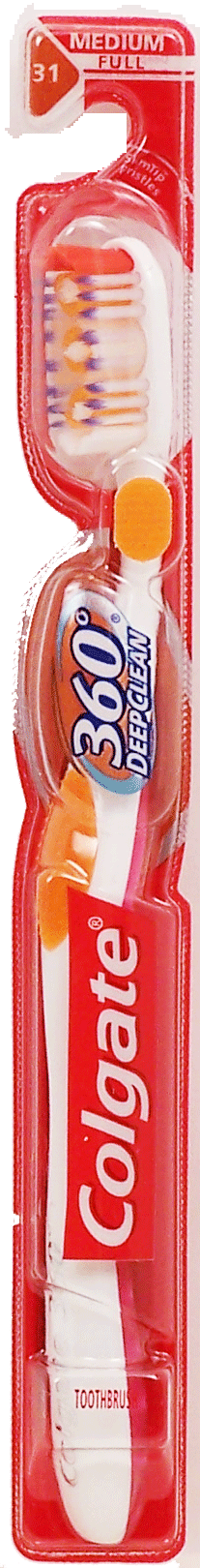 Colgate&nbsp;360 Deep Clean&nbsp;full head medium bristle toothbrush, slim tip bristles, cheek and tongue cleaner Full-Size Picture